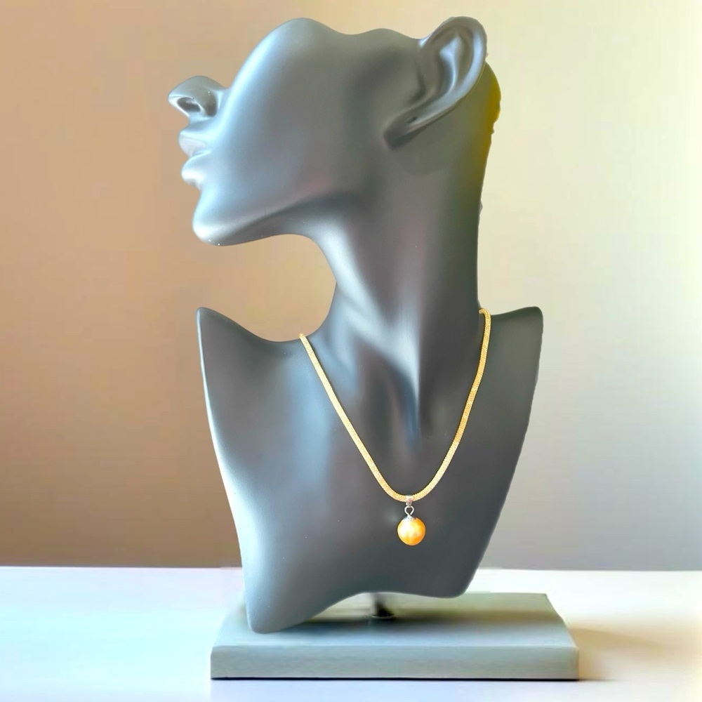 Golden South Sea Pearl 13.5mm Baroque Mesh Swarovski Crystal necklace